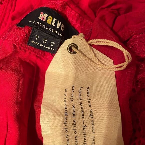 New Maeve Open Back Lace Mini Dress Red
Long Sleeve Size 6 NWT
Anthropologie - Picture 8 of 11